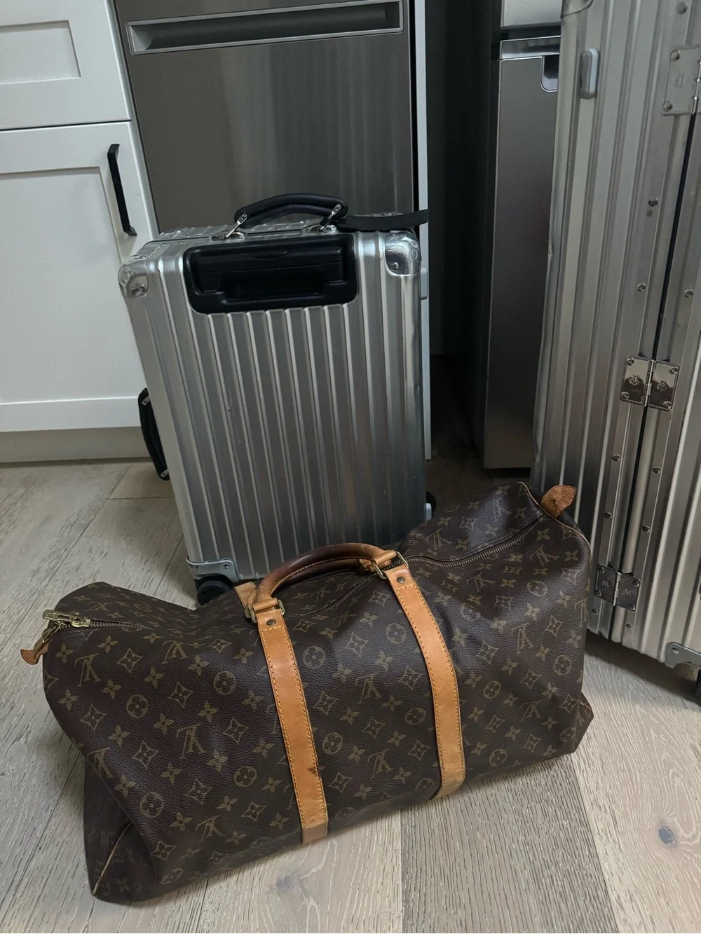 Louis Vuitton Brown Monogram Duffel with Tan Trim